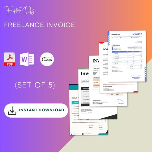 Freelance Invoice Template Blank Printable PDF, Excel, Word