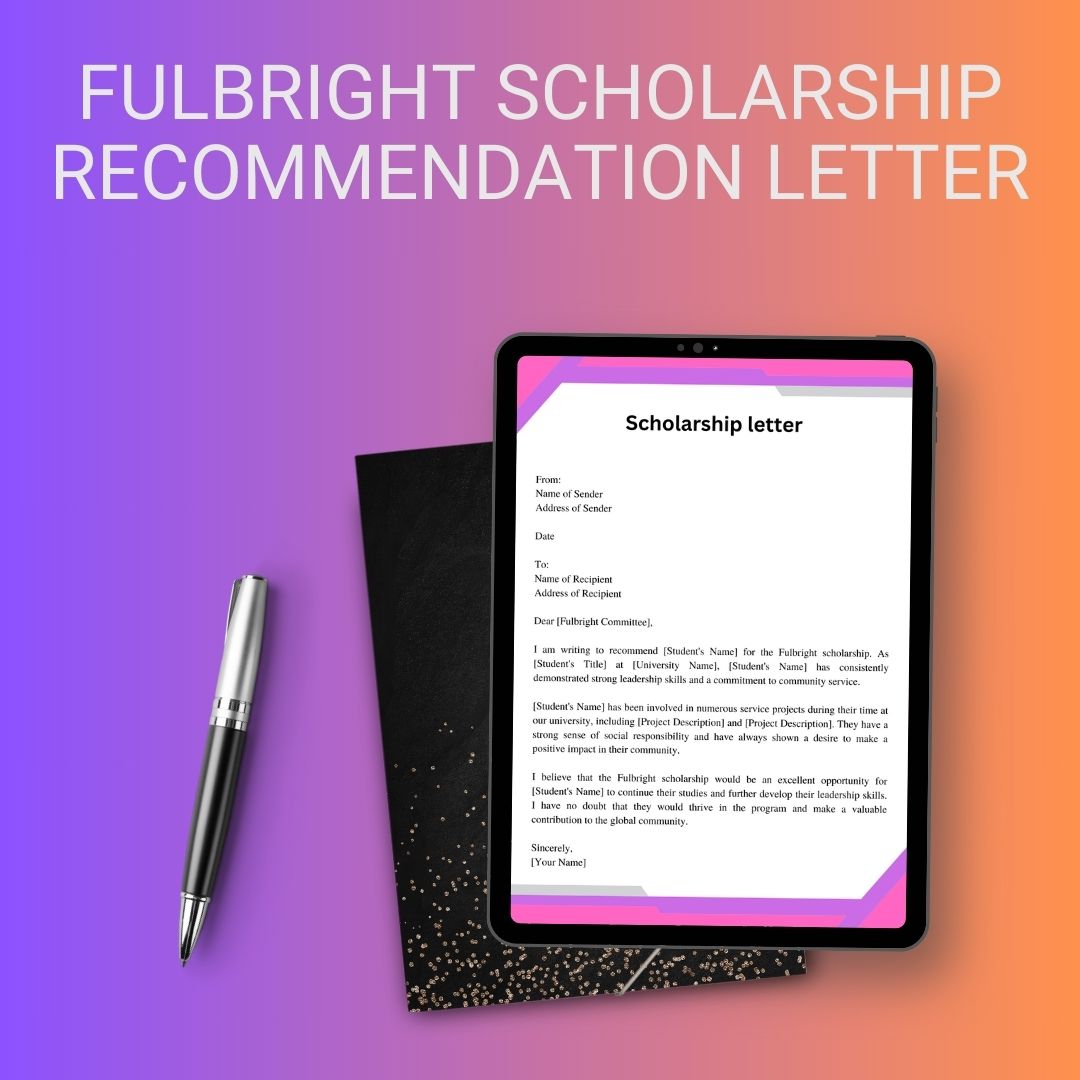 Fulbright Scholarship Recommendation Letter Sample Word