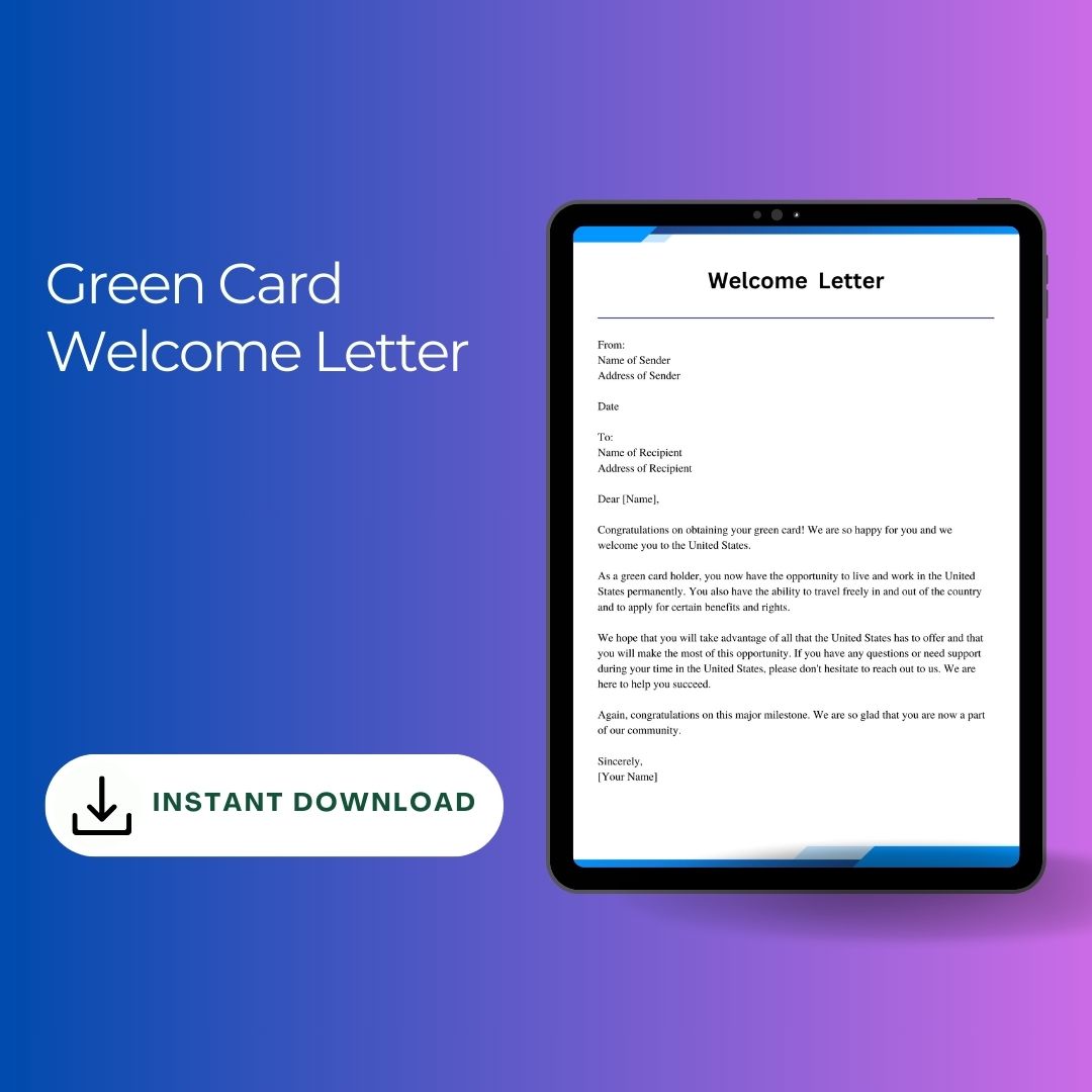 Green Card Welcome Letter