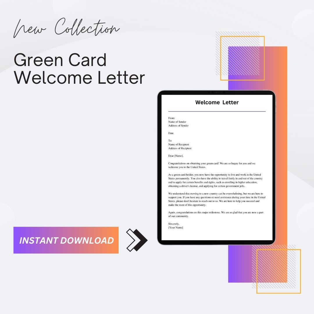 Green Card Welcome Letter Format