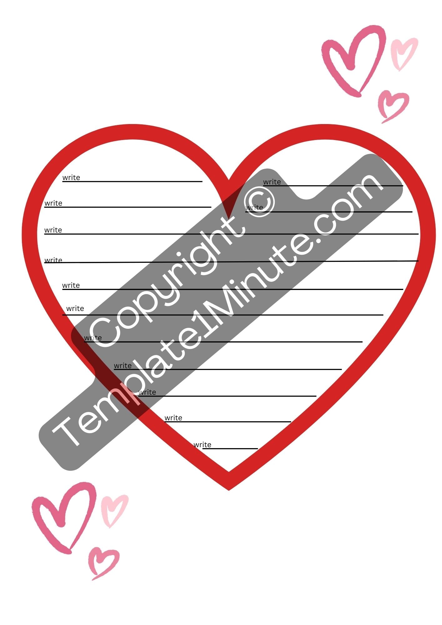 Heart Writing Paper Printable Template in PDF & Word