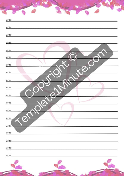 Heart Writing Paper Printable Template in PDF & Word