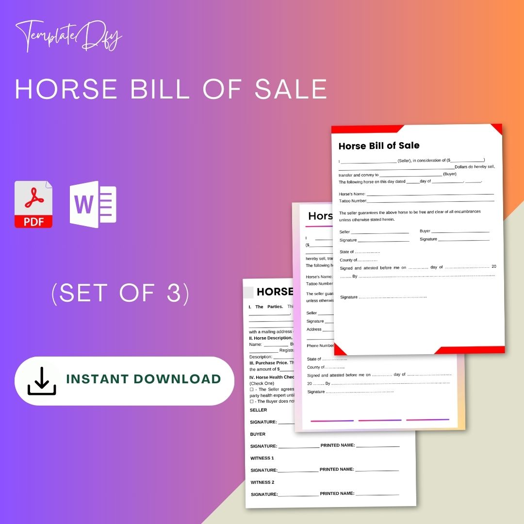 Horse Bill Of Sale Example