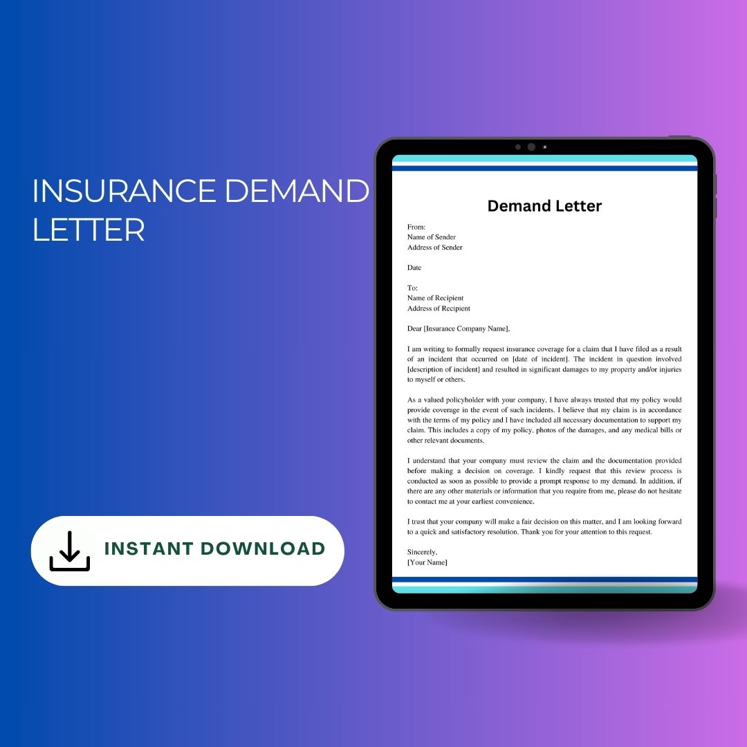 Insurance Demand Letter Sample & Examples [Word Editable]