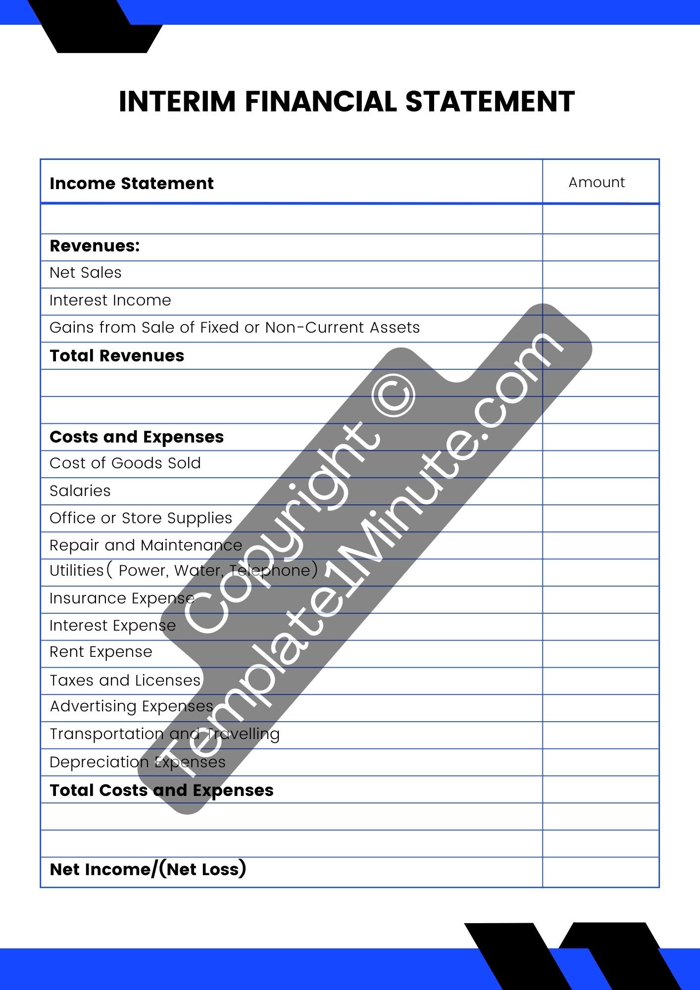 Interim Balance Sheet Template Printable PDF Word Excel