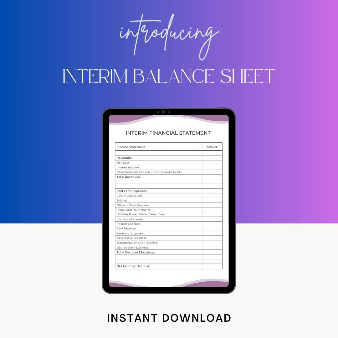 Interim Balance Sheet Template