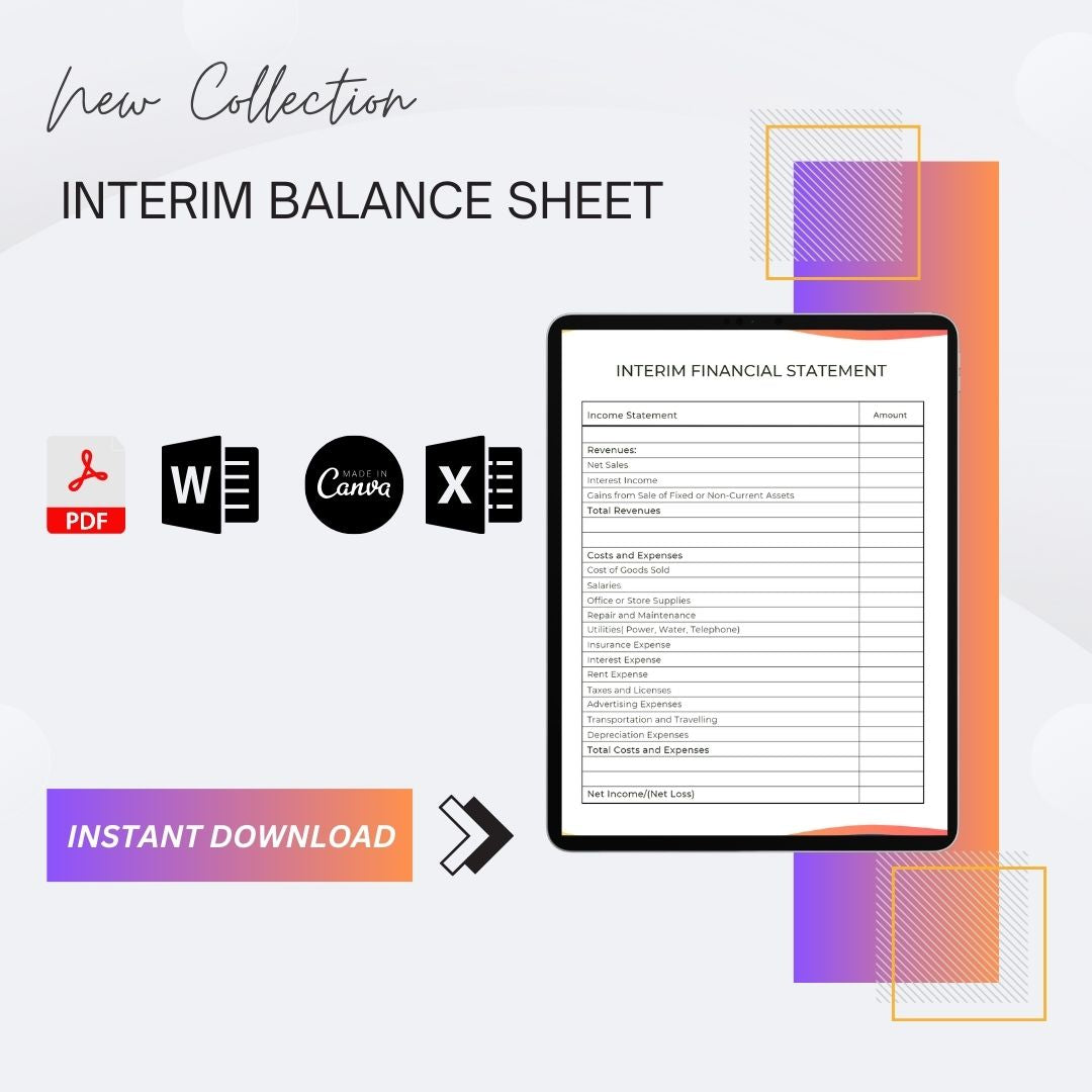 Interim Balance Sheet Example