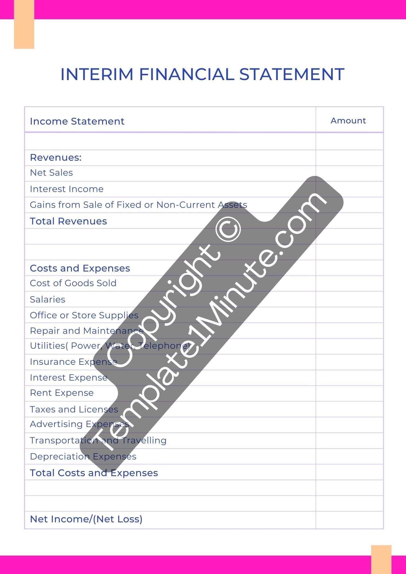 Interim Balance Sheet Template Printable PDF Word Excel