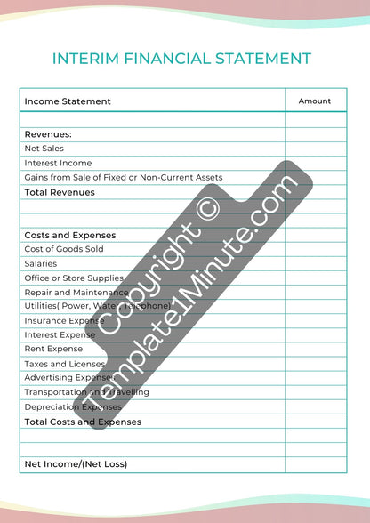 Interim Balance Sheet Template Printable PDF Word Excel