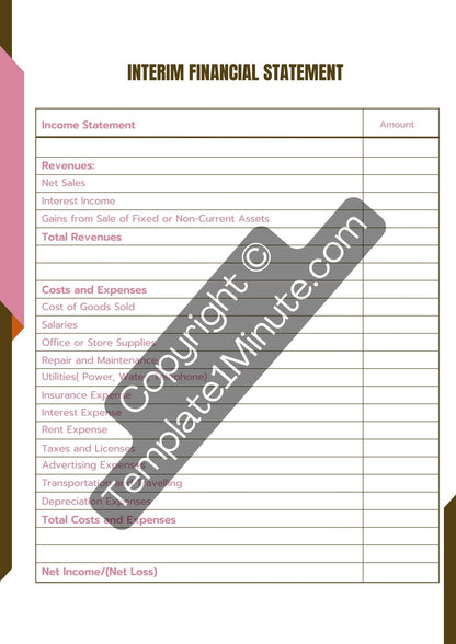 Interim Balance Sheet Template Printable PDF Word Excel