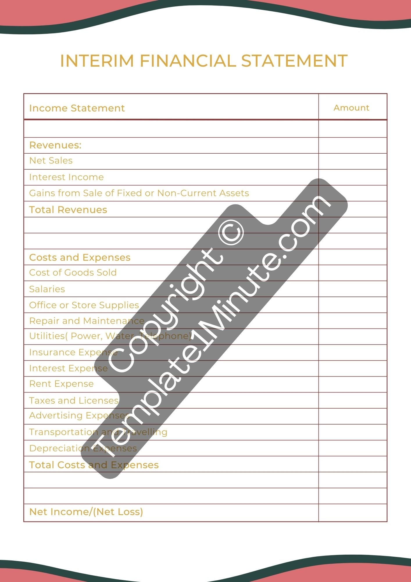 Interim Balance Sheet Template Printable PDF Word Excel