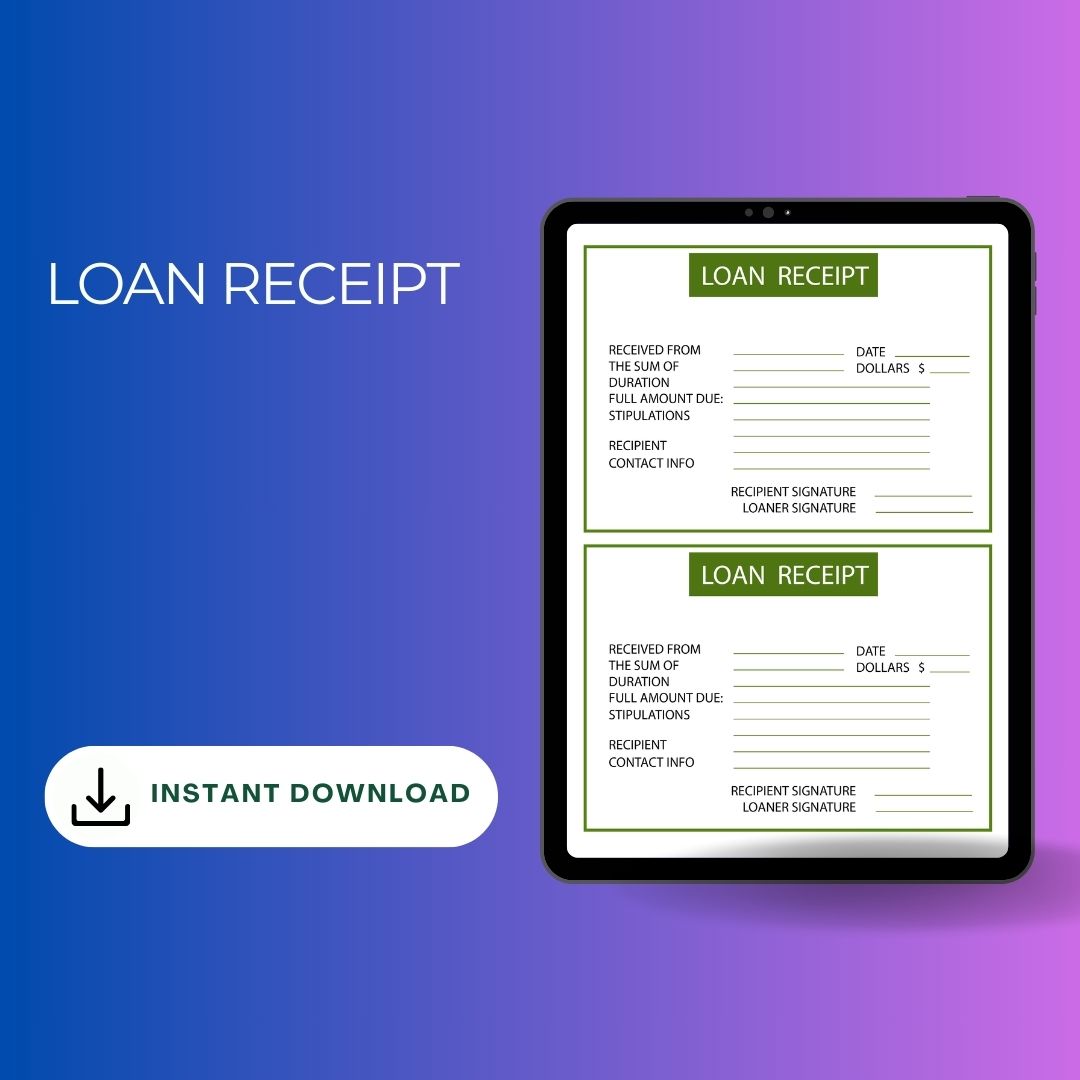 Loan Receipt Template Blank [Pdf, Excel & Word] (Pack of 5)