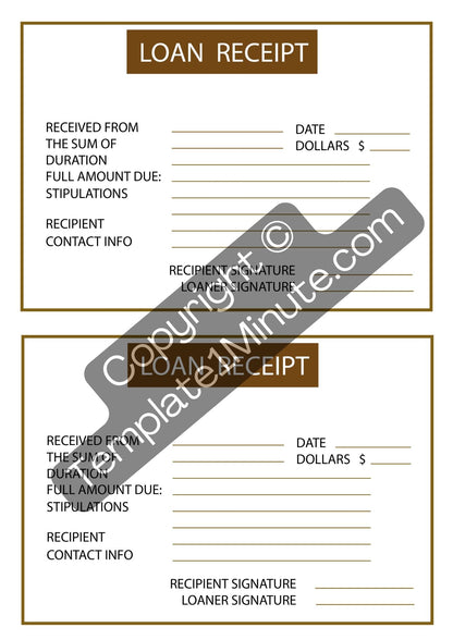 Loan Receipt Template Blank [Pdf, Excel & Word] (Pack of 5)