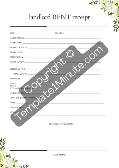 Landlord Rent Receipt Template [PDF & Word] (Pack of 5)