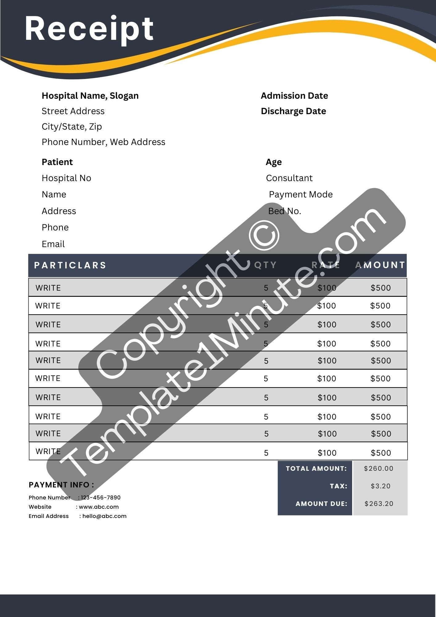 Medical Receipt Template Blank Printable [Pdf, Excel & Word]