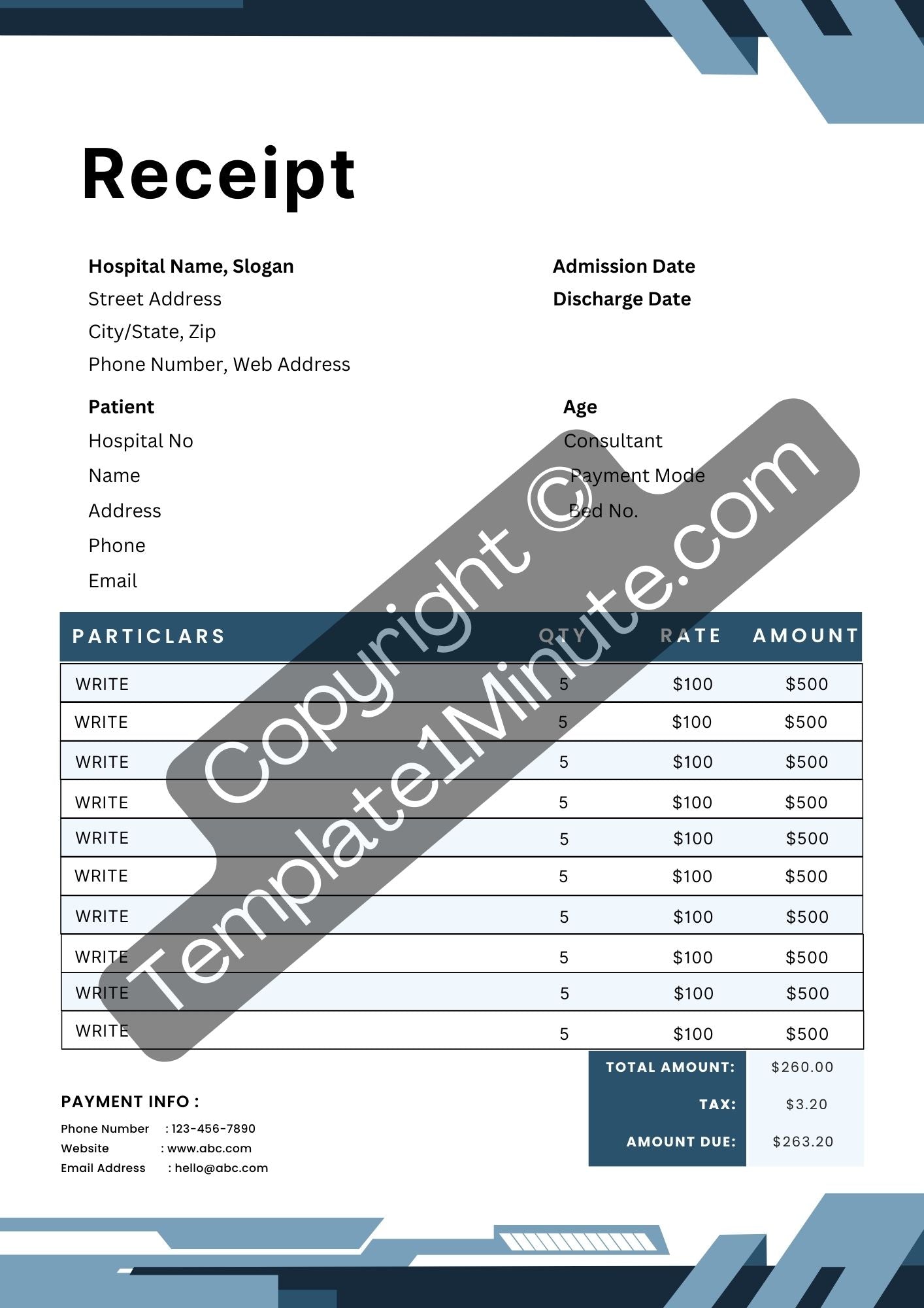 Medical Receipt Template Blank Printable [Pdf, Excel & Word]