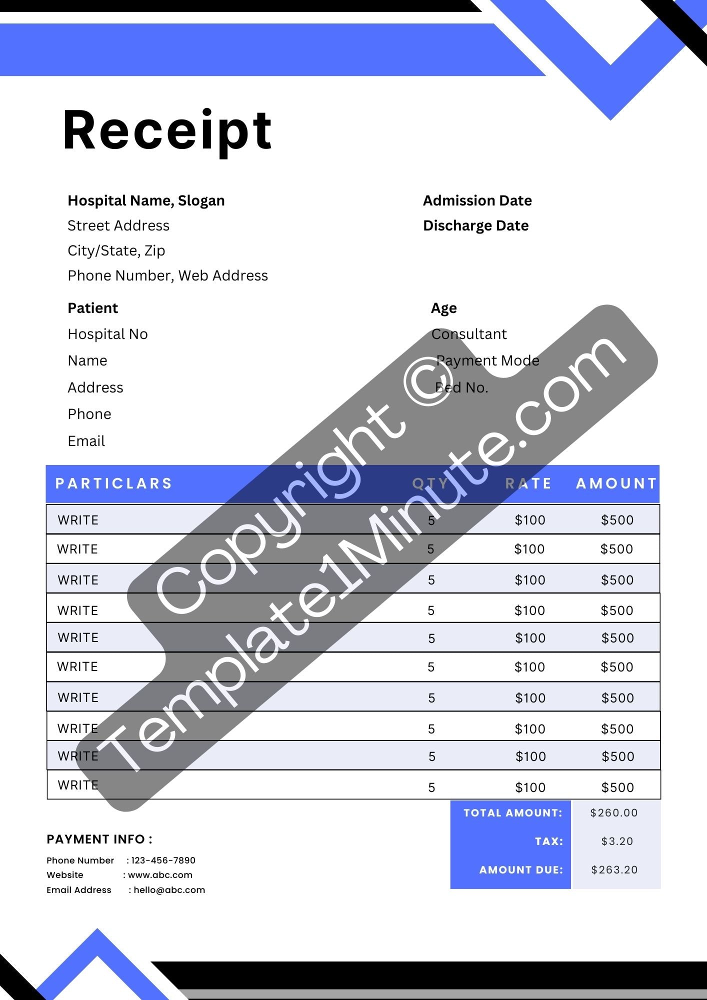 Medical Receipt Template Blank Printable [Pdf, Excel & Word]