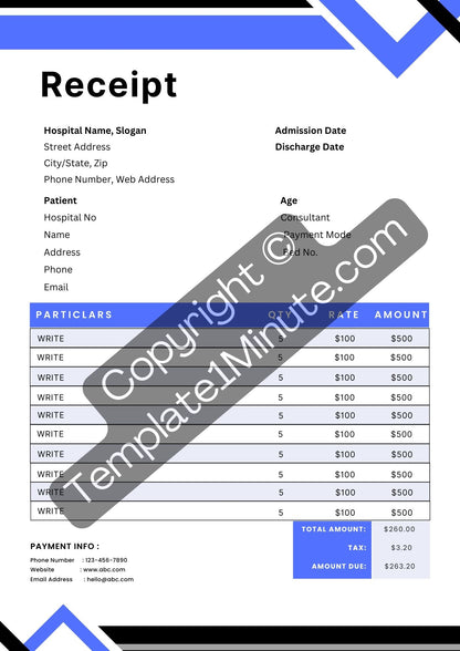 Medical Receipt Template Blank Printable [Pdf, Excel & Word]