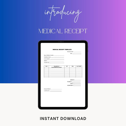 Medical Bill Receipt Template Printable in PDF, Word, Excel