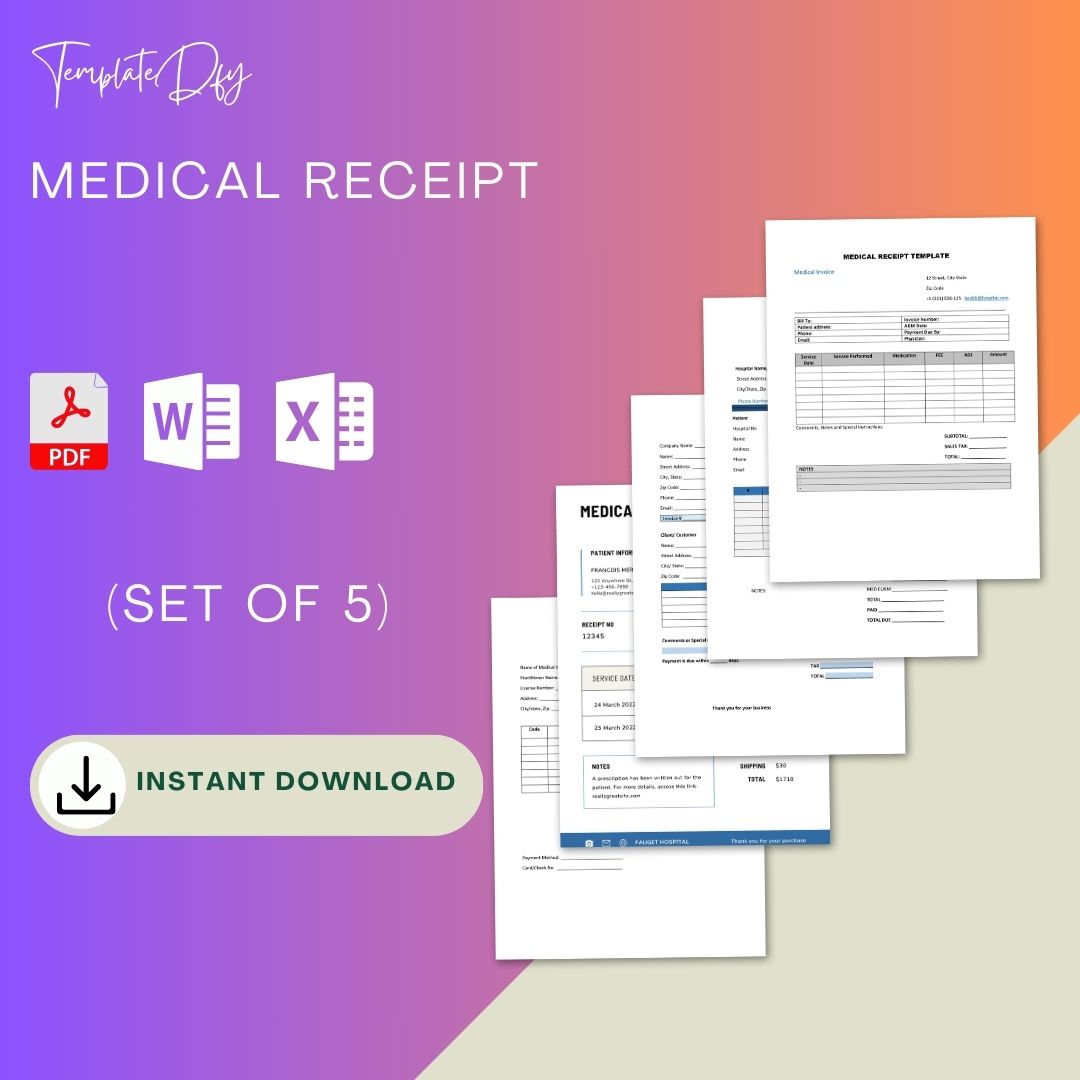 Medical Receipt in PDF & Word