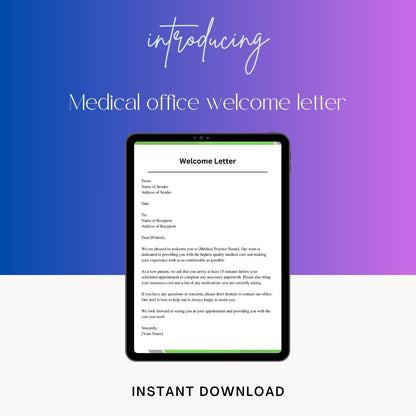 Medical Office Welcome Letter Sample Template & Example Word