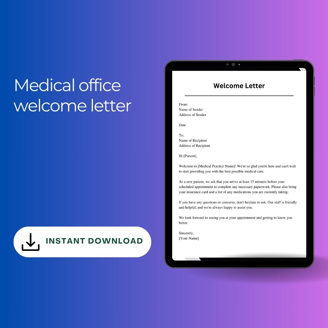 Medical Office Welcome Letter Sample Template & Example Word