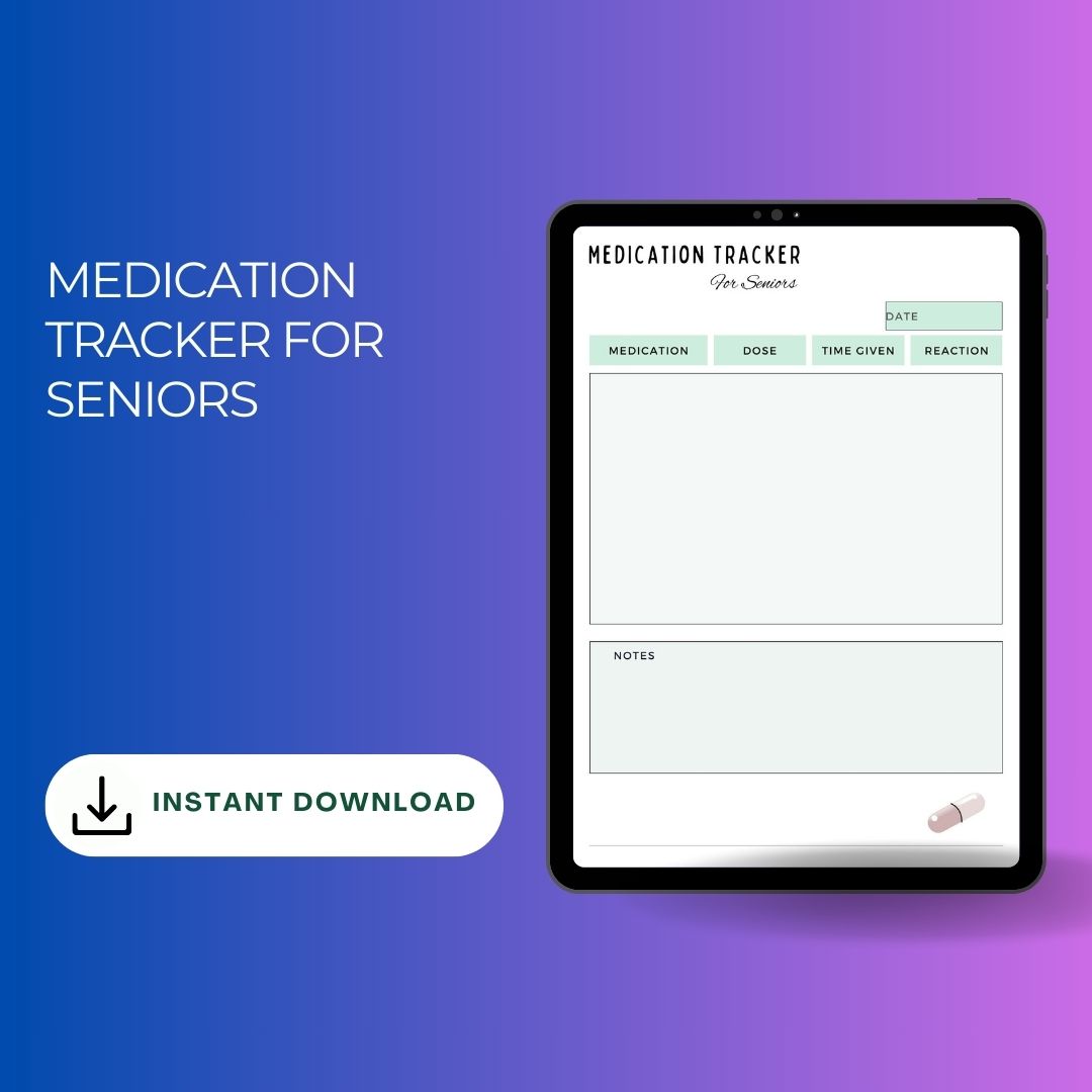 Medication Tracker for Seniors Template Printable PDF Excel