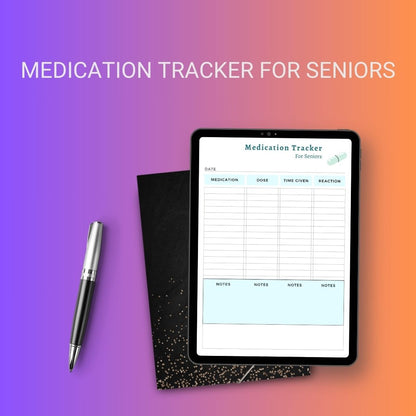 Medication Tracker for Seniors Template Printable PDF Excel