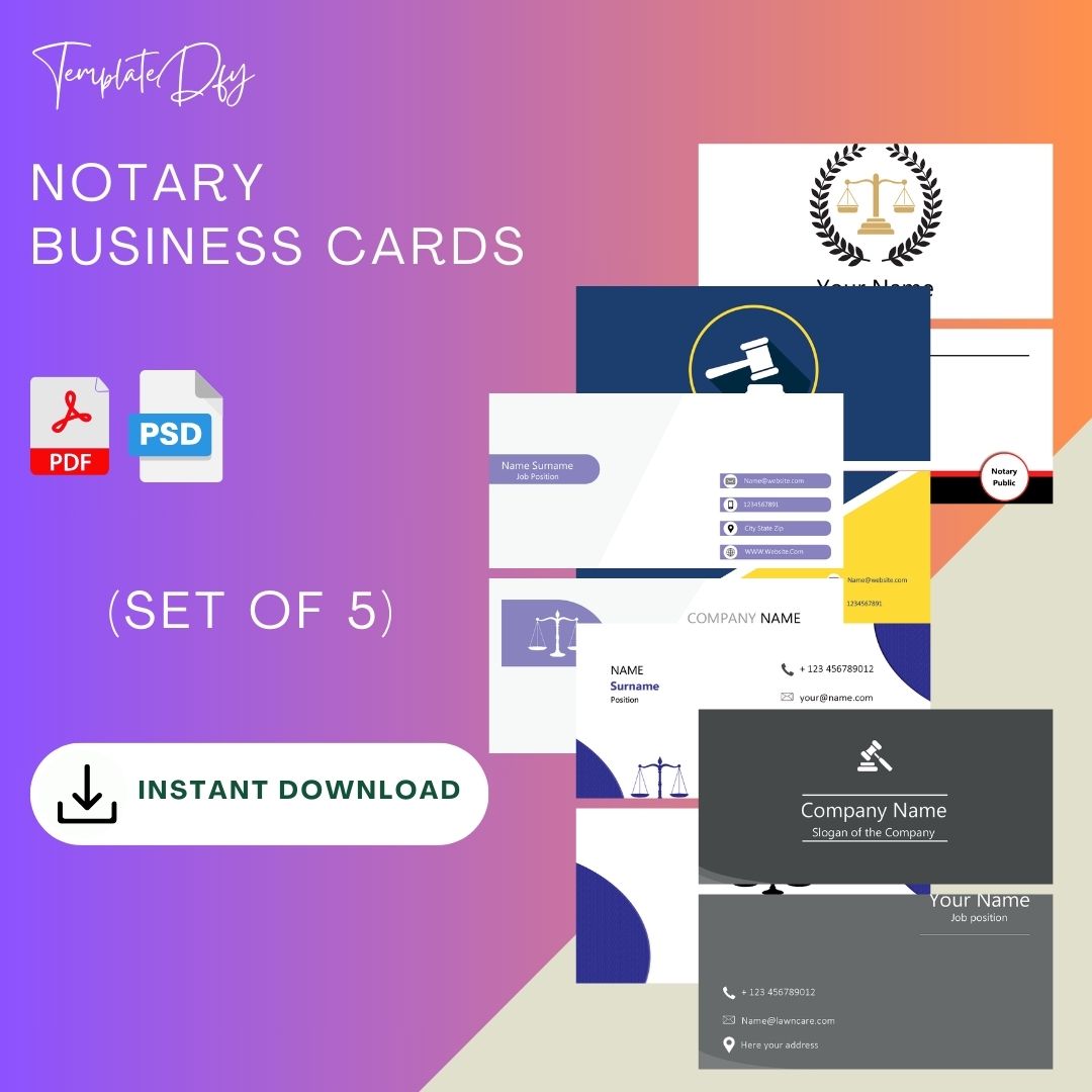 Notary Business Cards in PDF & PSD