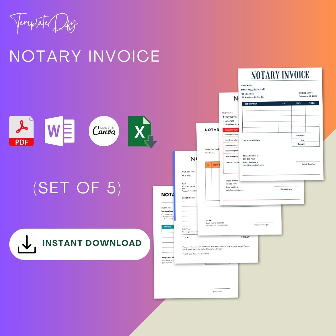 Notary Public Notary Invoice Template