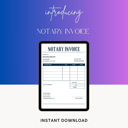 Notary Invoice Template Blank Printable in PDF, Excel, Word