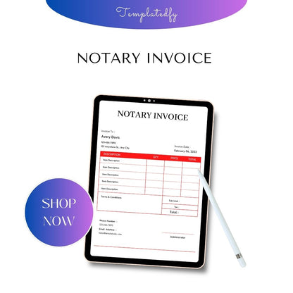 Notary Invoice Template Blank Printable in PDF, Excel, Word