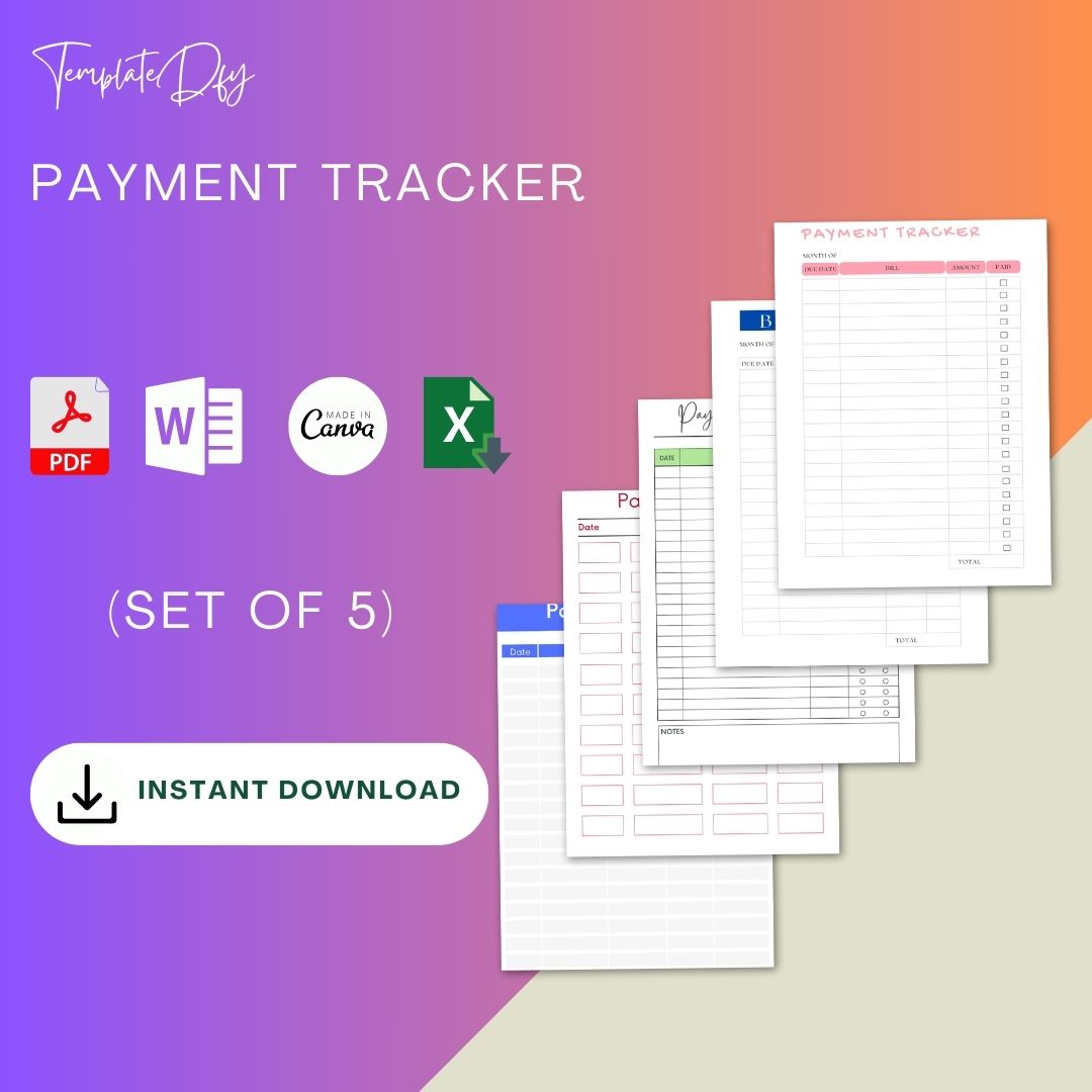 Payment Tracker Template Printable in PDF, Word & Excel
