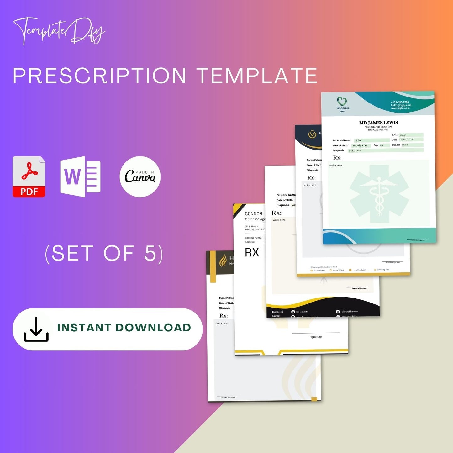 Prescription Template Printable in PDF & Word [Editable]