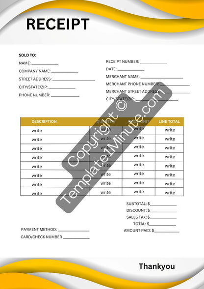 Bookstore Receipt Template Blank Printable [Pdf, Word Excel]