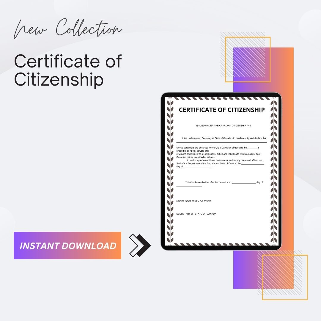Certificate Of Citizenship Blank Printable Template In Pdf And Word Template1minute 8754