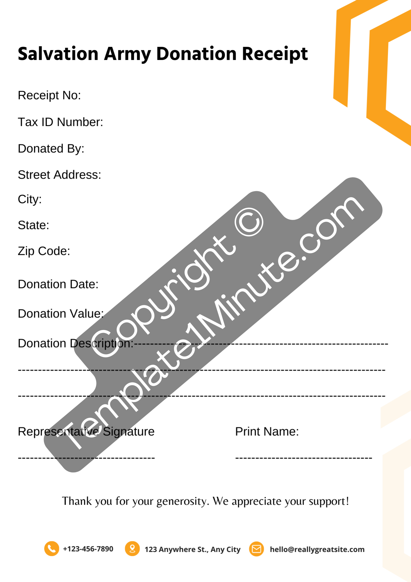 Salvation Army Donation Receipt Template Pdf Word -Pack of 3