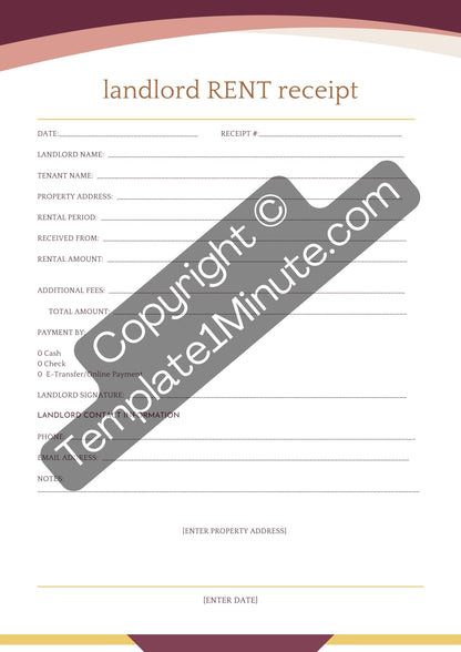 Landlord Rent Receipt Template [PDF & Word] (Pack of 5)