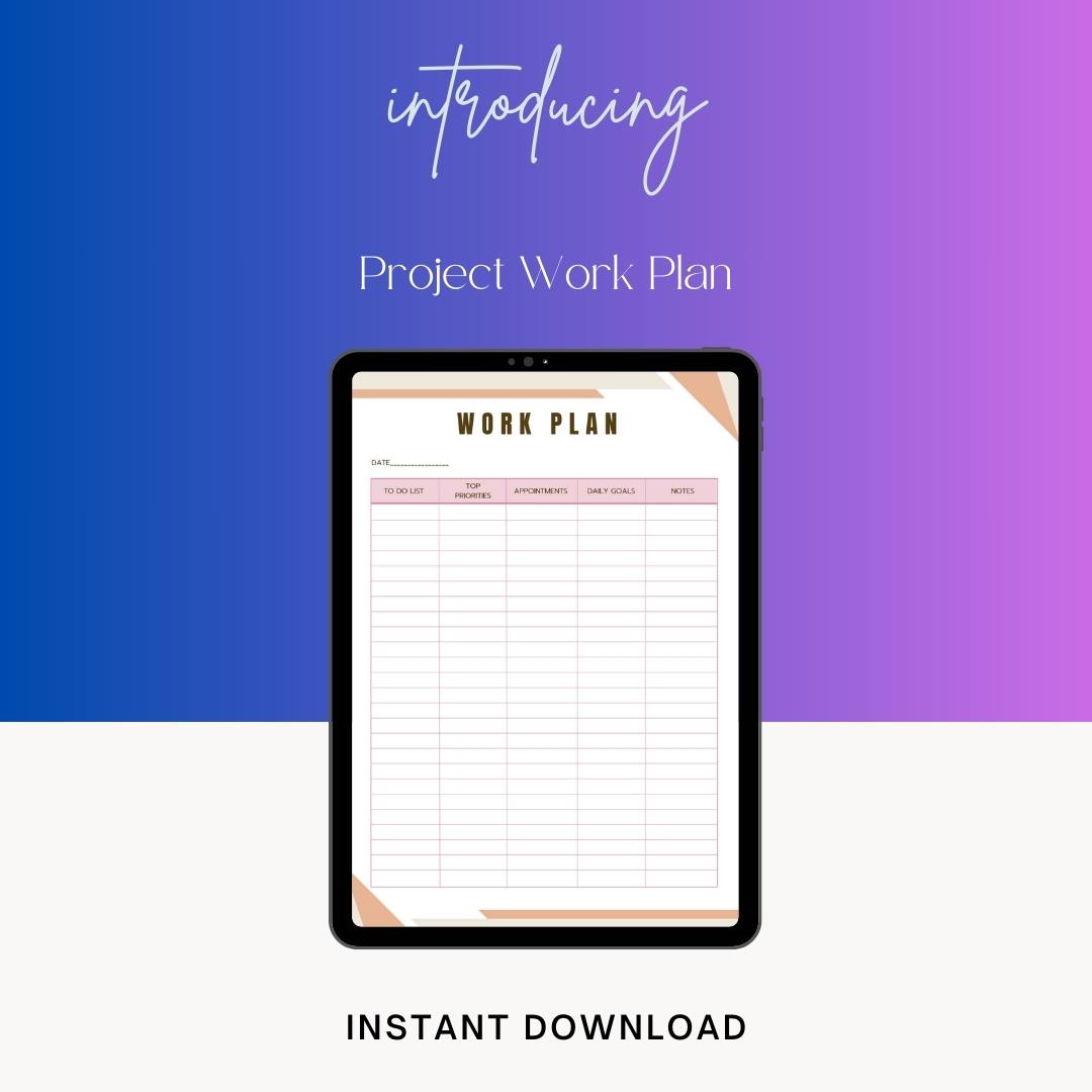 Project Work Plan Template Printable [PDF, Excel, Word]