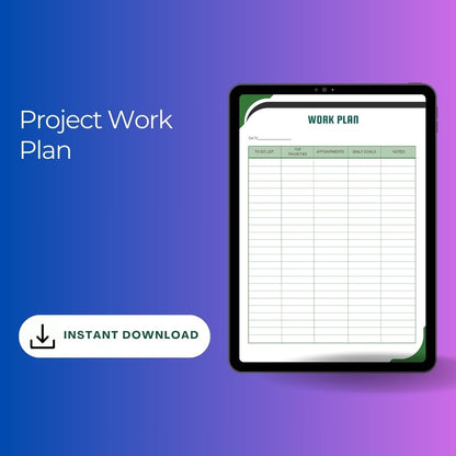 Project Work Plan Template Printable [PDF, Excel, Word]