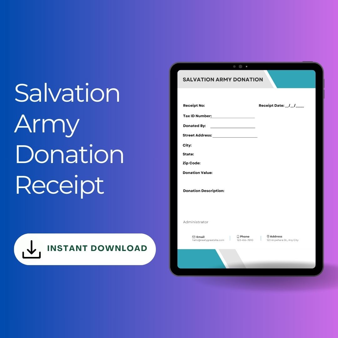 Salvation Army Donation Receipt Template Pdf Word -Pack of 3