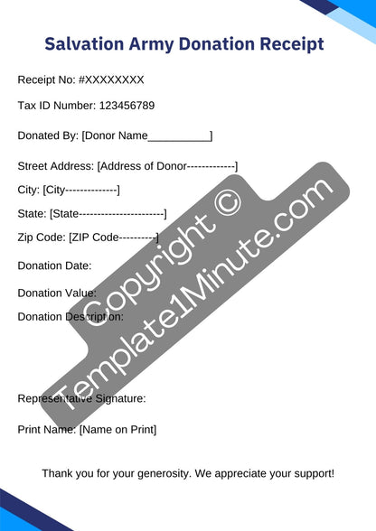 Salvation Army Donation Receipt Template Pdf Word -Pack of 3