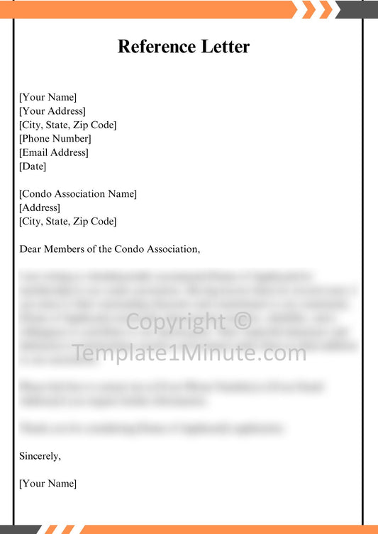 Character Reference Letter For Condo Association [Word]