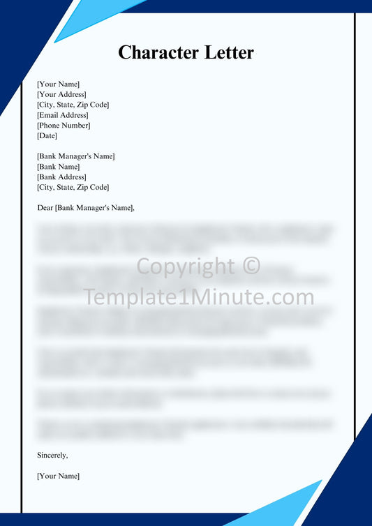 Character Reference Letter For Opening A Bank Account Sample