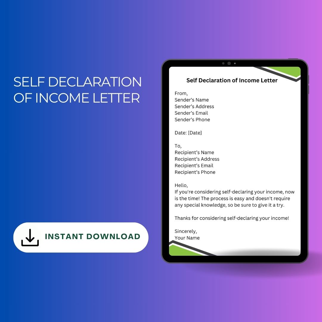 Self Declaration Of Income Letter Sample With Examples Word Template1minute 7998