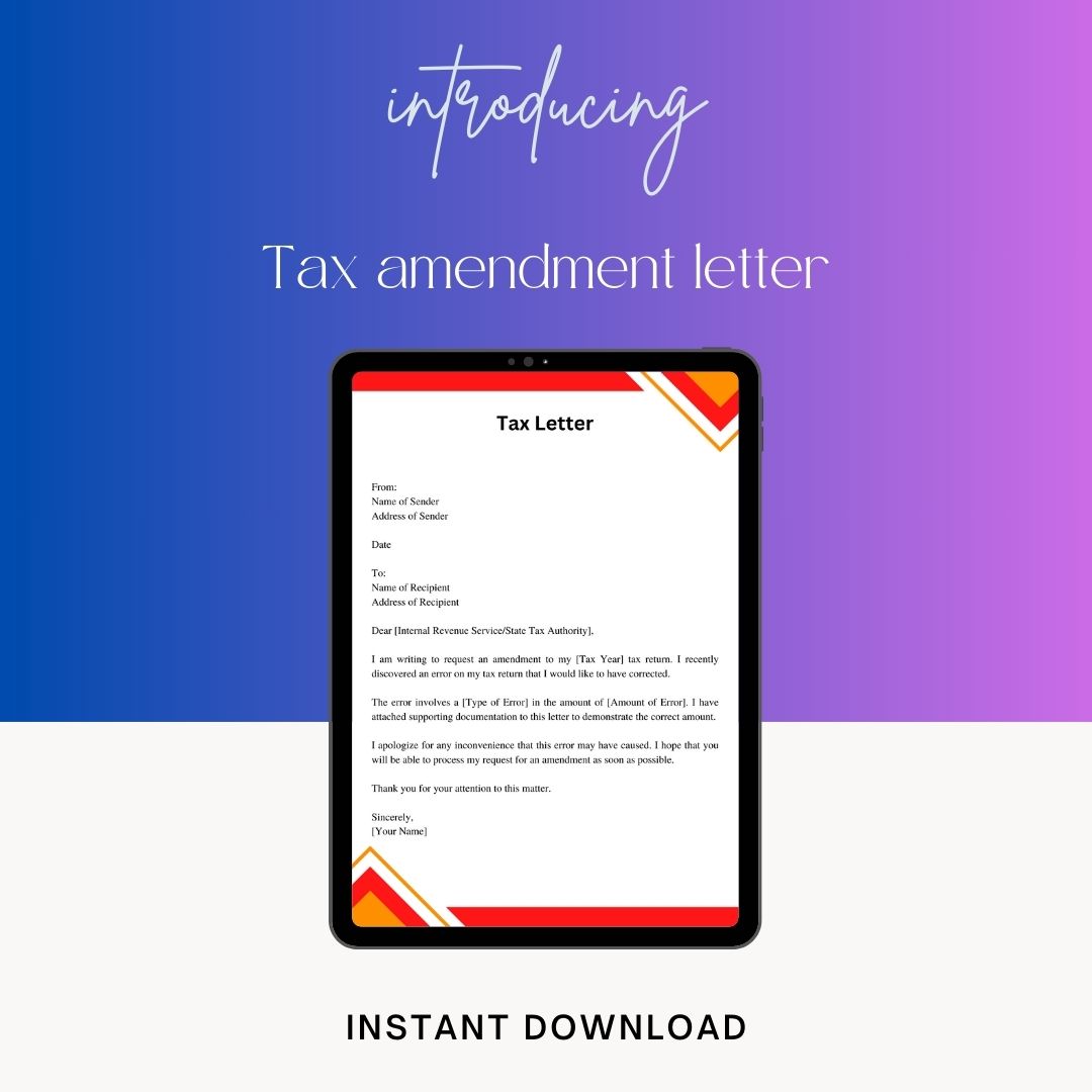 Tax Amendment Letter Sample