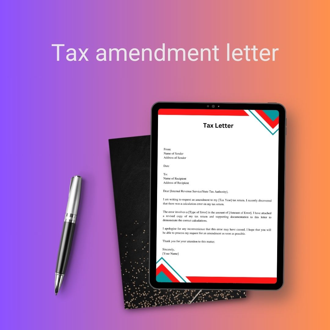 Tax Amendment Letter Sample