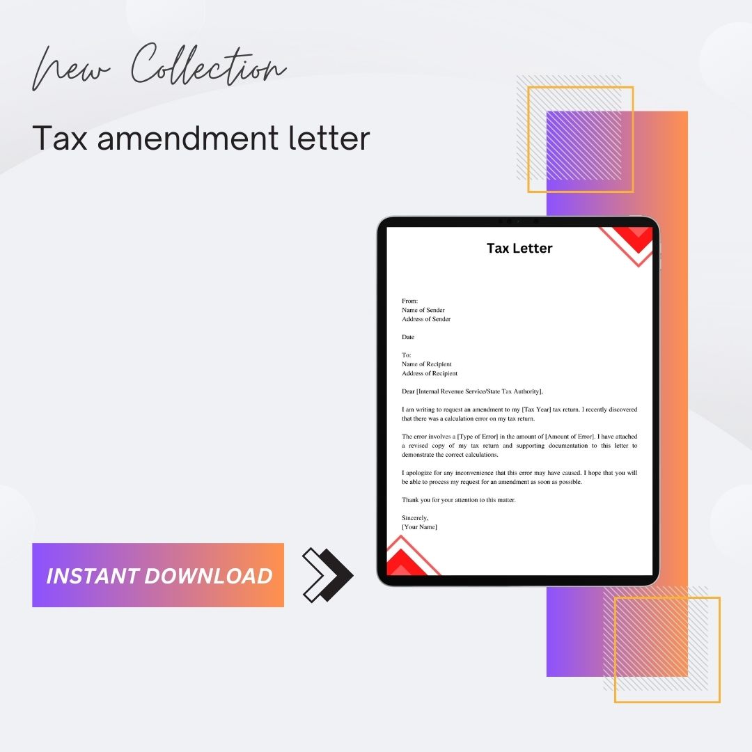 Sample Tax Amendment Letter