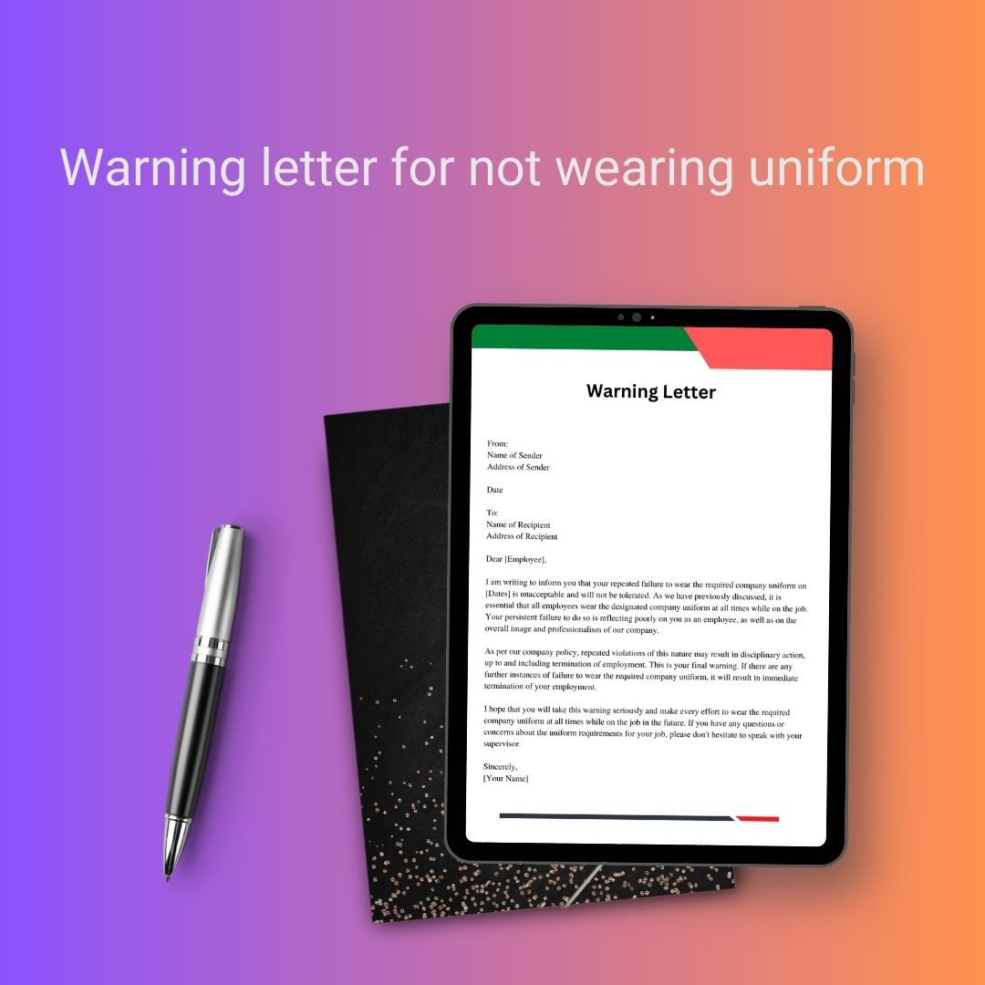 application letter for not wearing uniform to school