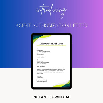 Letter Of Agent Authorization